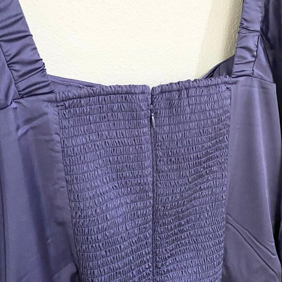 Abercrombie & Fitch Emerson Drop Waist Satin Mini Dress In Blue XL Tall NWT - Picture 7 of 10